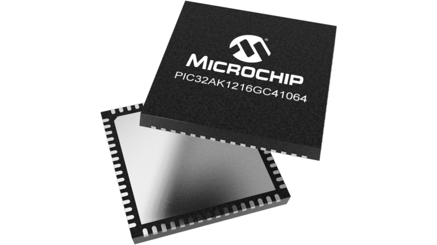 Microchip PIC32单片机, 32 bit MPU内核, 64针, VQFN, 最大200MHz, 128 kB 闪存