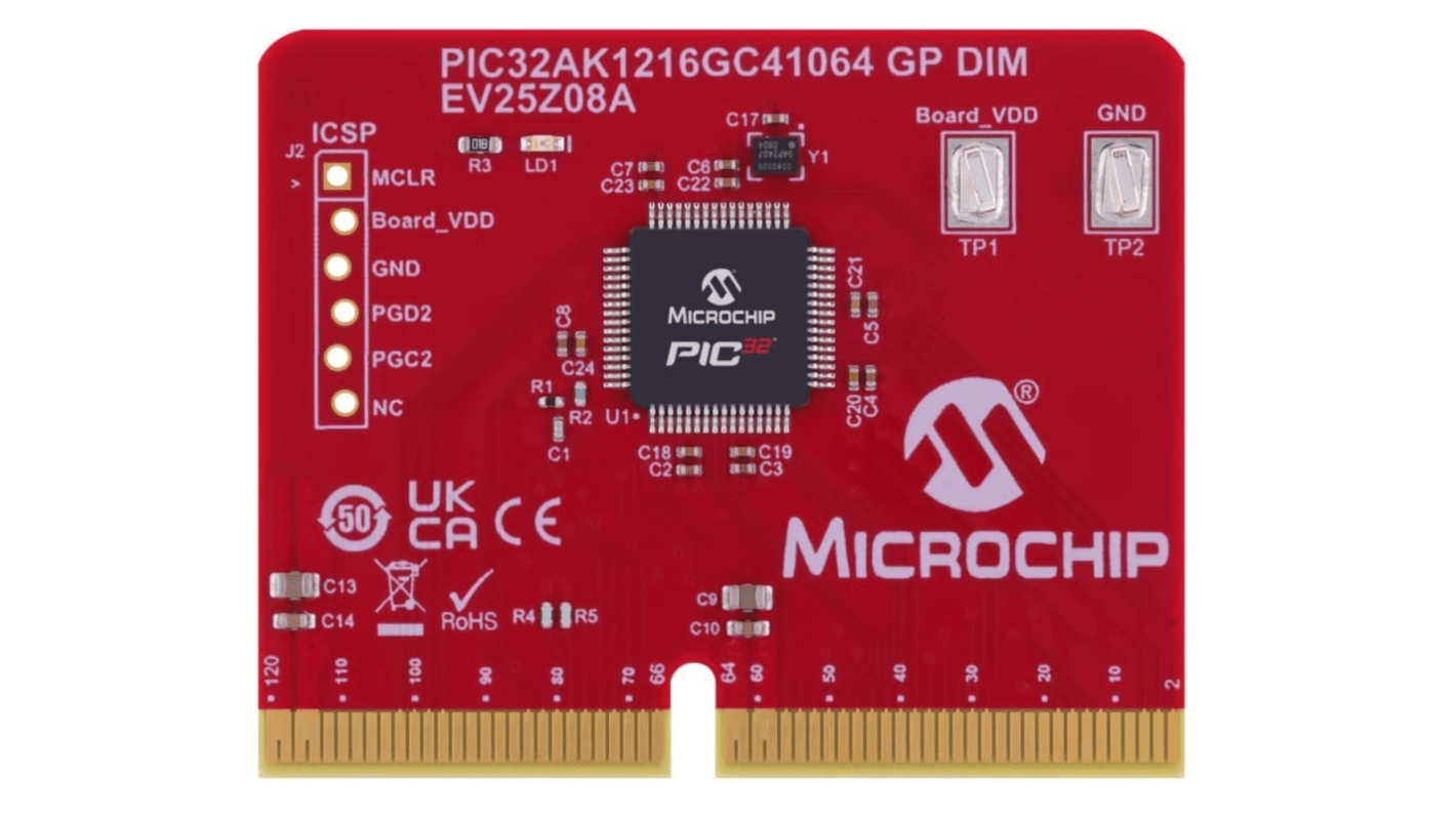 Microchip PIC32AK1216GC41064 开发板, EV25Z08A处理器, PIC32系列