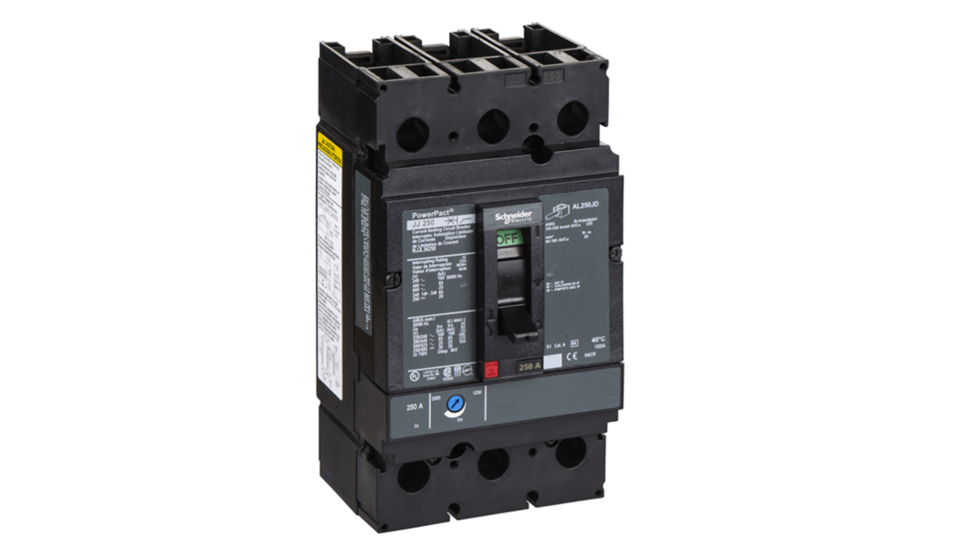 Schneider Electric, PowerPact MCCB 3P 250A, Breaking Capacity 18 kA, DIN Rail Mount