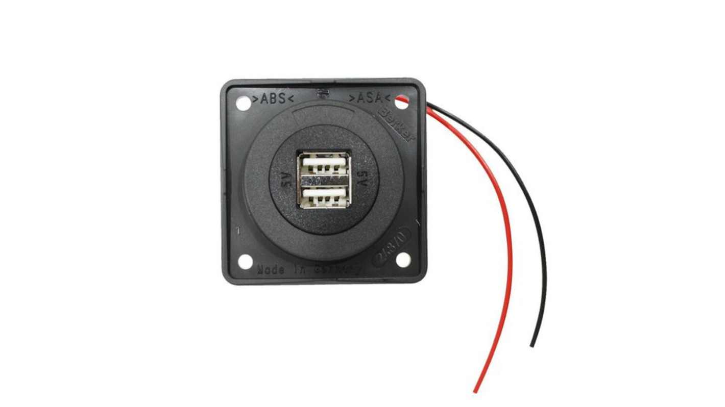 Berker 926 Black Plug Socket, 5A, USB2/3-A