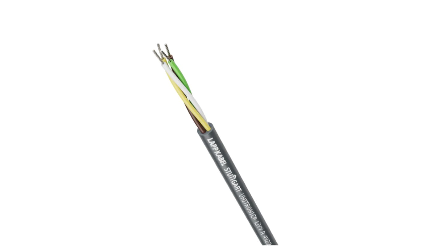 Lapp UNITRONIC Series Data Cable, 4 Cores, 0.34 mm², Unscreened, 22 AWG, Unshielded Shield, Unitronic LiYY Cable