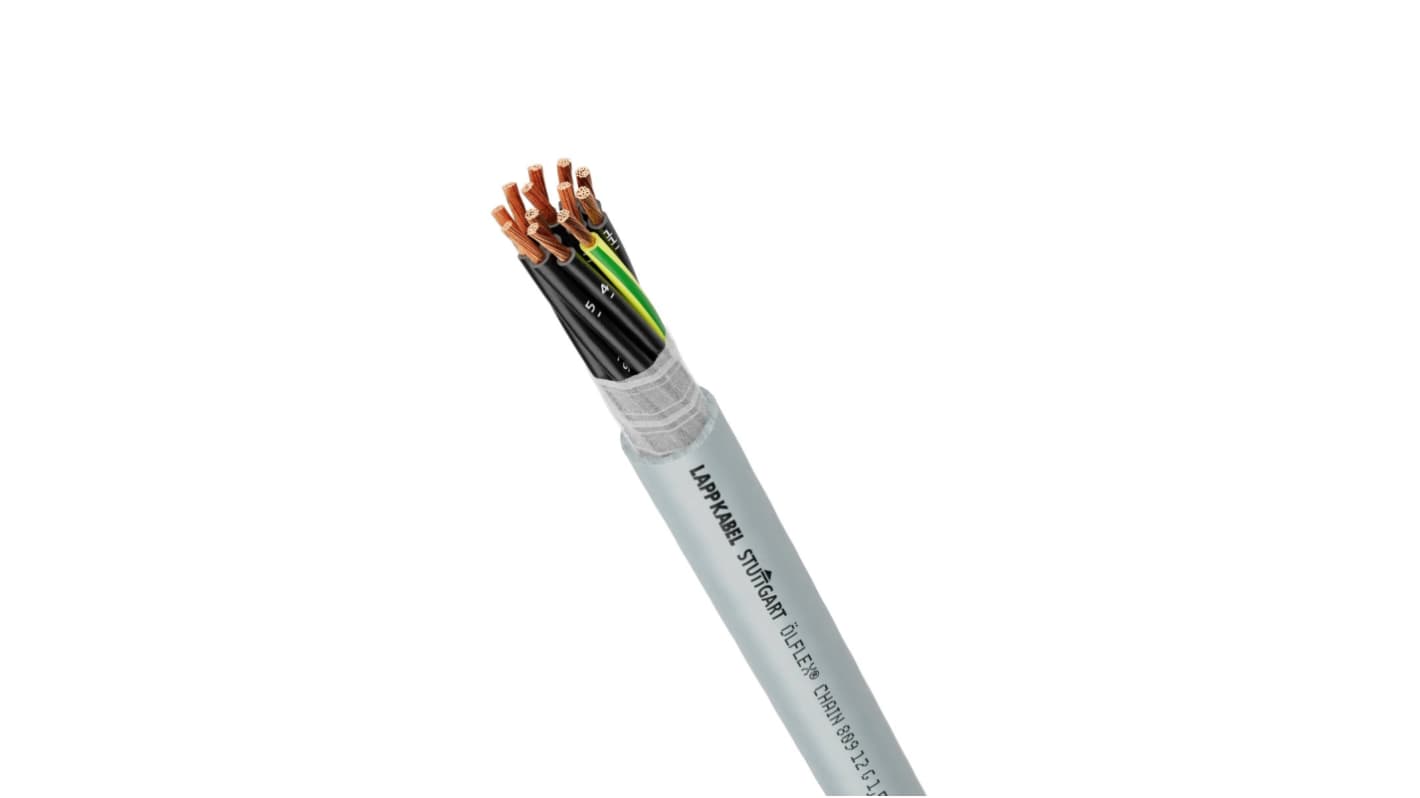 Lapp Olflex Chain 809 Control Cable, 2 Cores, 0.5 mm², Unscreened, Grey PVC Sheath, 21 AWG