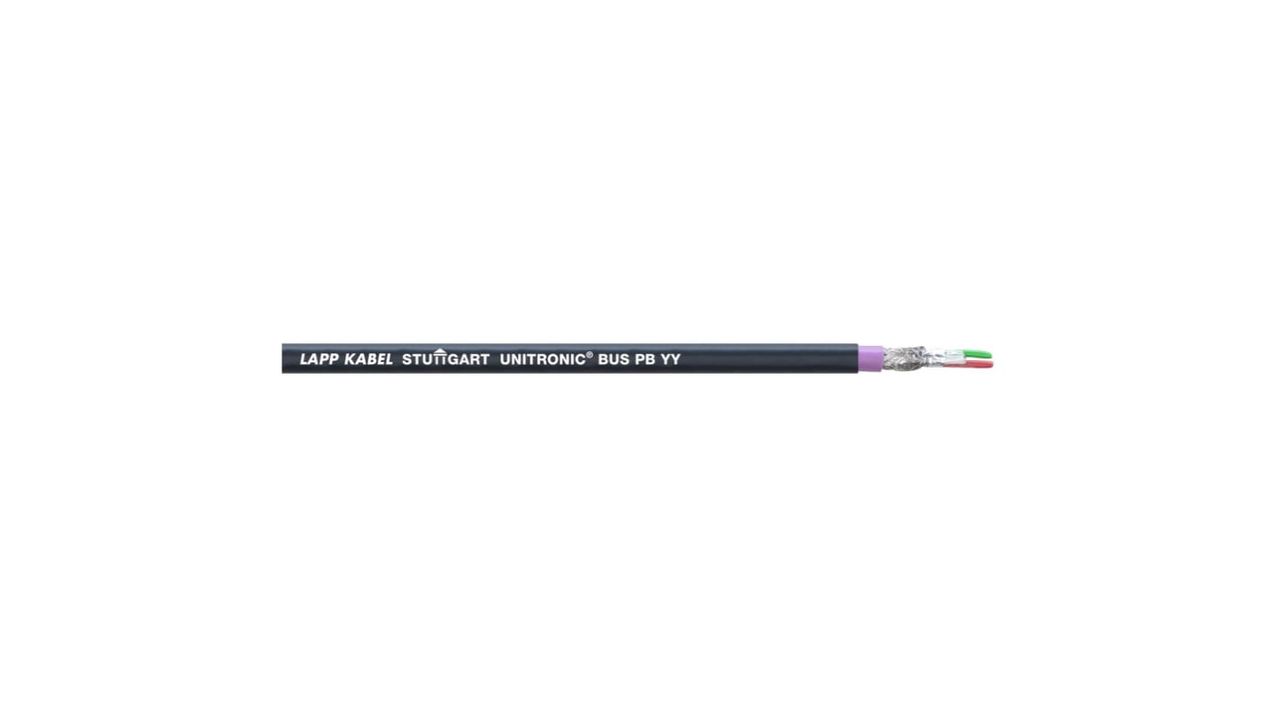 Lapp UNITRONIC BUS Series Bus Cable, 2 Cores, Screened, Aluminium Foil, Tinned Copper Braid Shield, PROFIBUS Cable