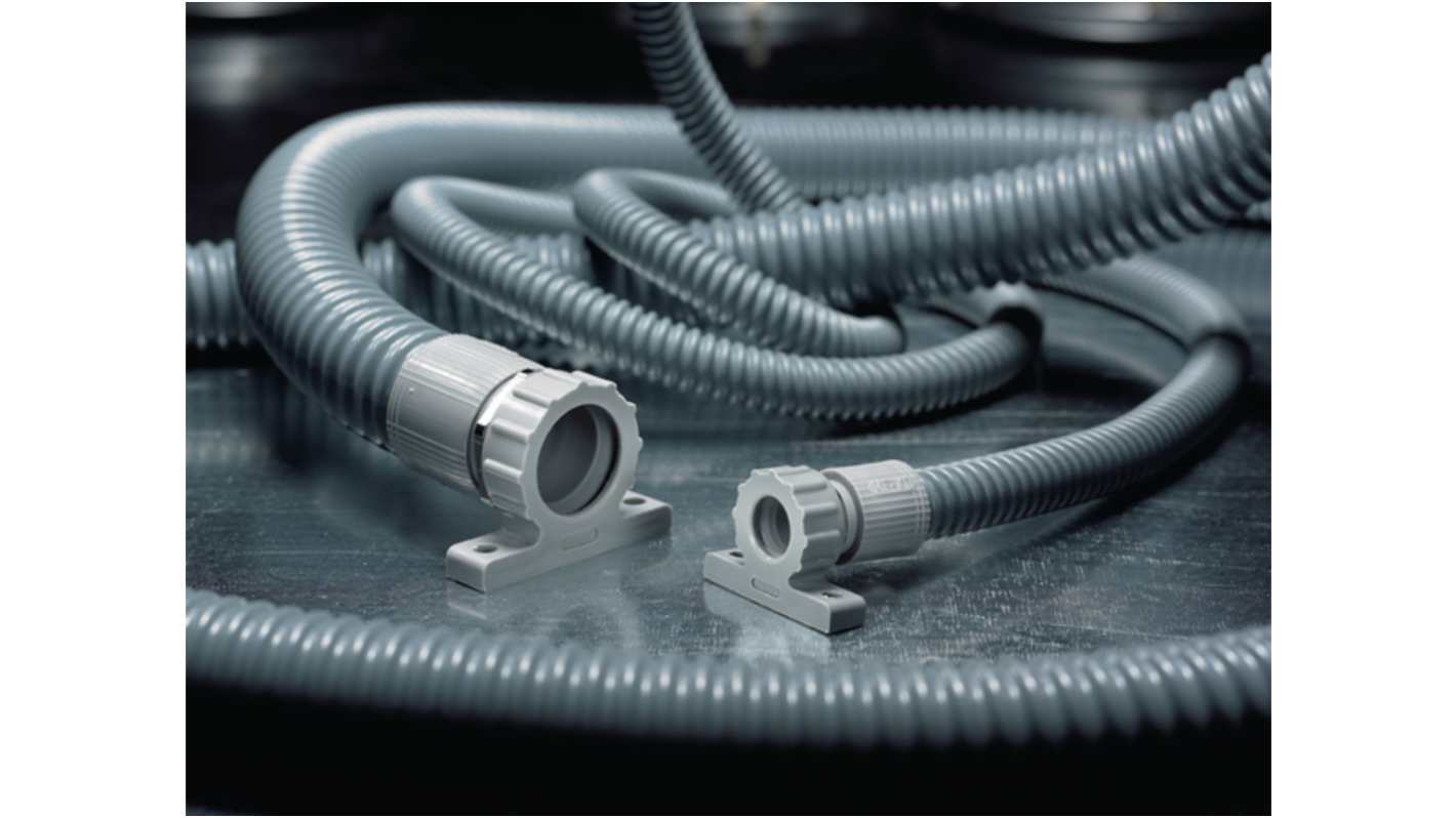 HellermannTyton Flexible Conduit, 19mm Nominal Diameter, Polyvinylchloride, Grey