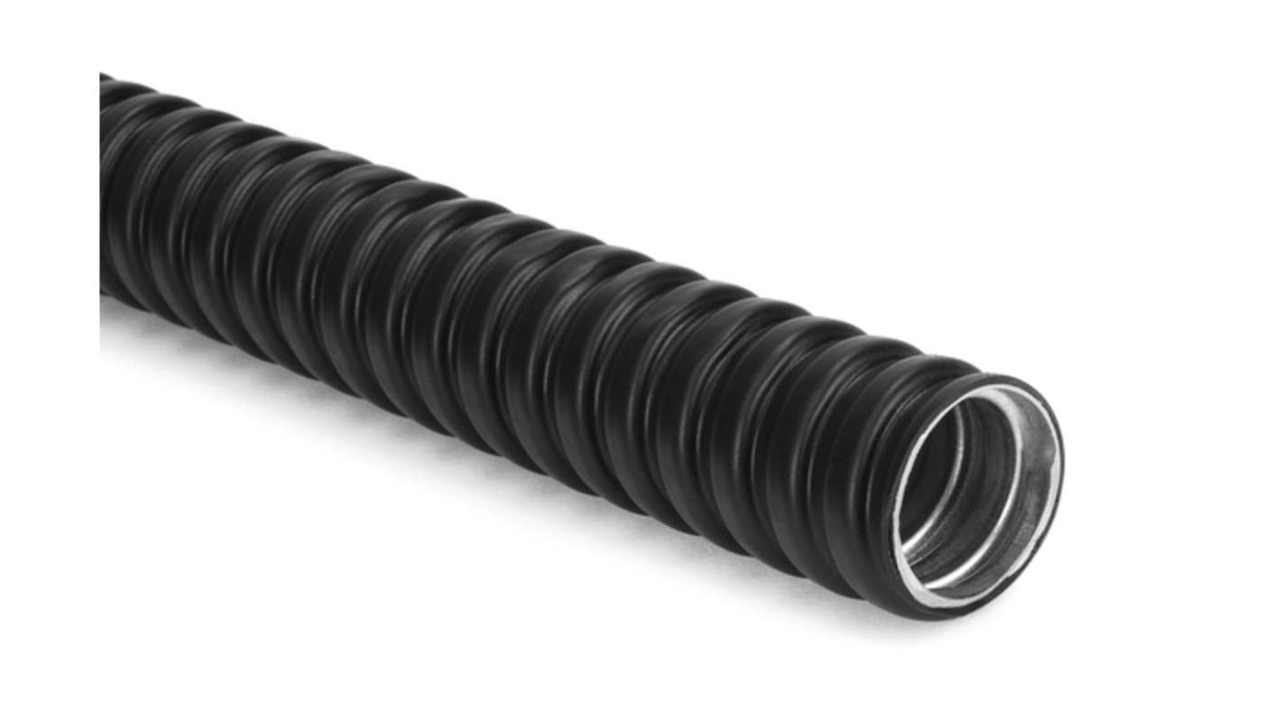 HellermannTyton Flexible Conduit, 40mm Nominal Diameter, Galvanised Steel, Black