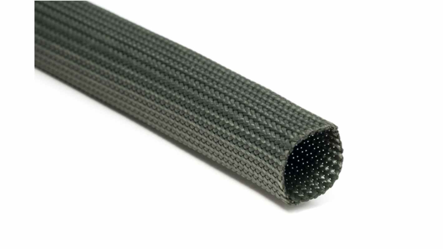 HellermannTyton Expandable Braided PMPI Green Cable Sleeve, 4mm Diameter, 100m Length, HEGMANWO-04 Series