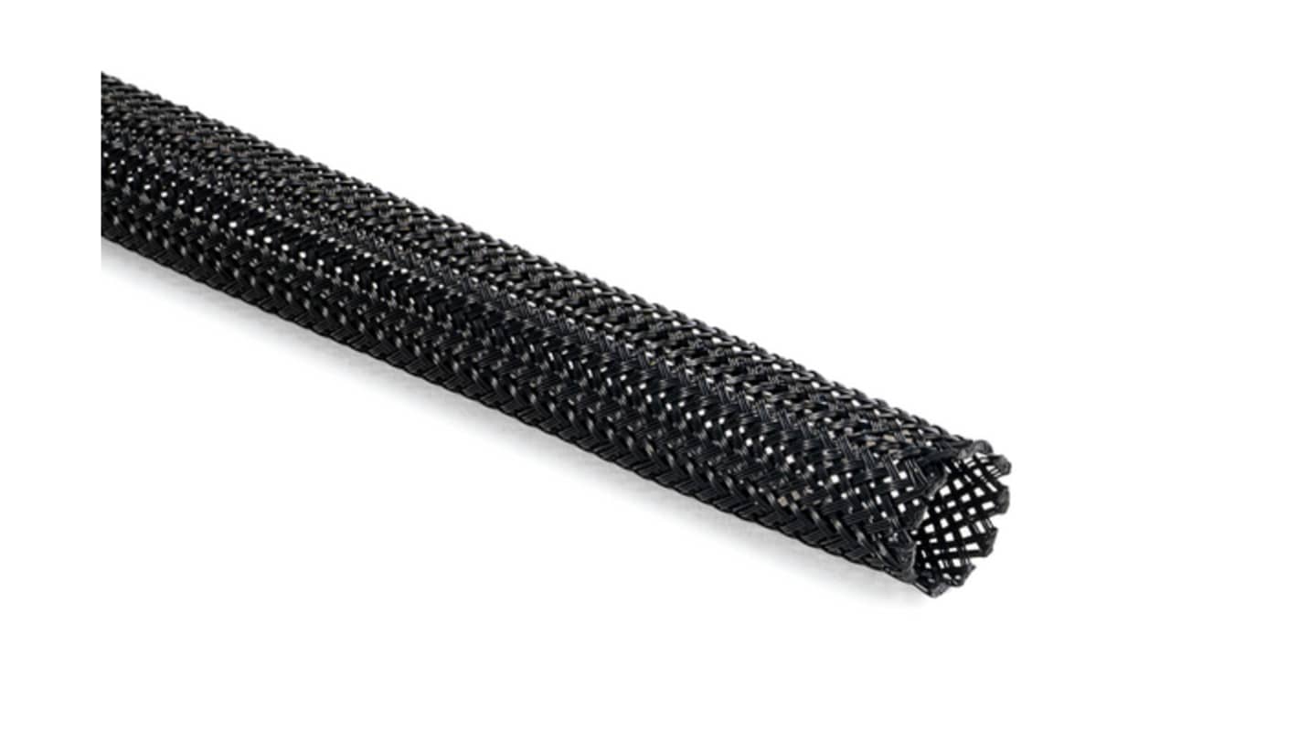 HellermannTyton Expandable Braided Nylon 66 Black Cable Sleeve, 30mm Diameter, 50m Length, HEGPA6630 Series