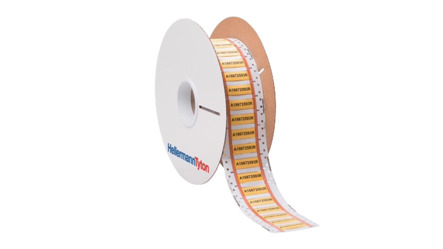 HellermannTyton TLFD DS Suspend Heat Shrink Cable Marker, Yellow, Pre-printed "Ladder Style", 9.6 → 19.7mm
