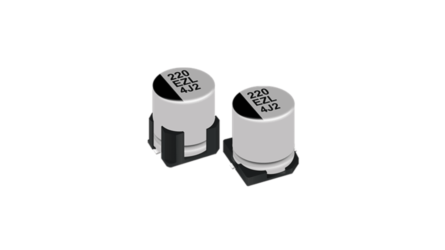 Panasonic 220μF Surface Mount Polymer Capacitor, 25V dc