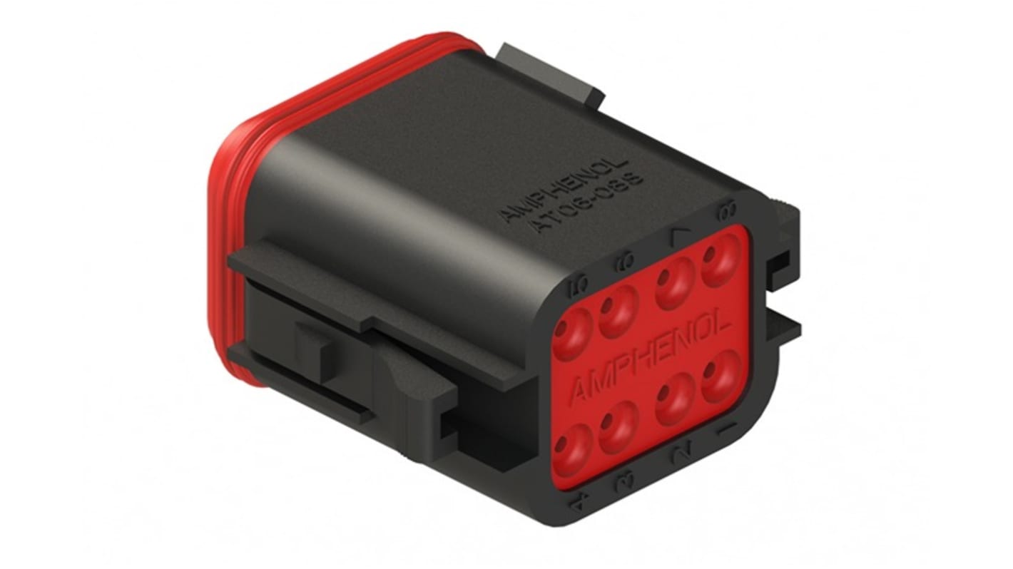 Amphenol Industrial, AT06 Automotive Connector PL Black Cable Mount 4 Way, Crimp Termination AT06-08SB
