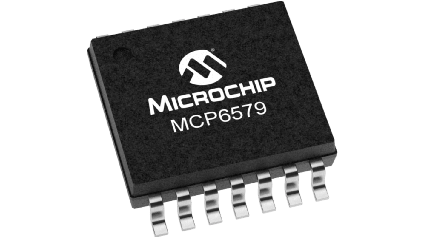Microchip 漏极开路输出比较器芯片, TSSOP, 贴片安装, 四路电源, 4通道, 40ns响应
