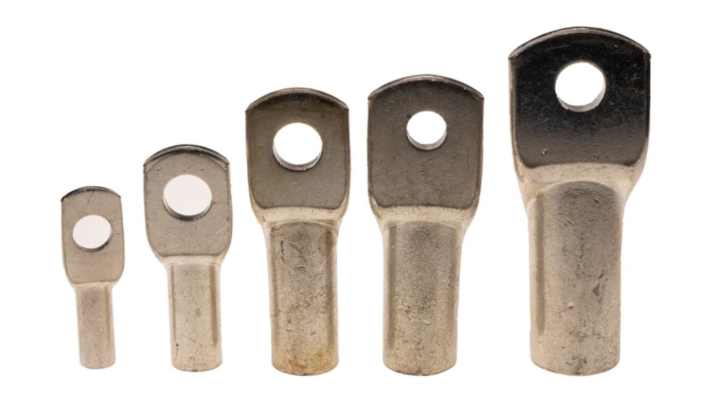 RS PRO Uninsulated Tubular Ring Terminal, 10.5mm Stud Size to 16mm² Wire Size, Brown