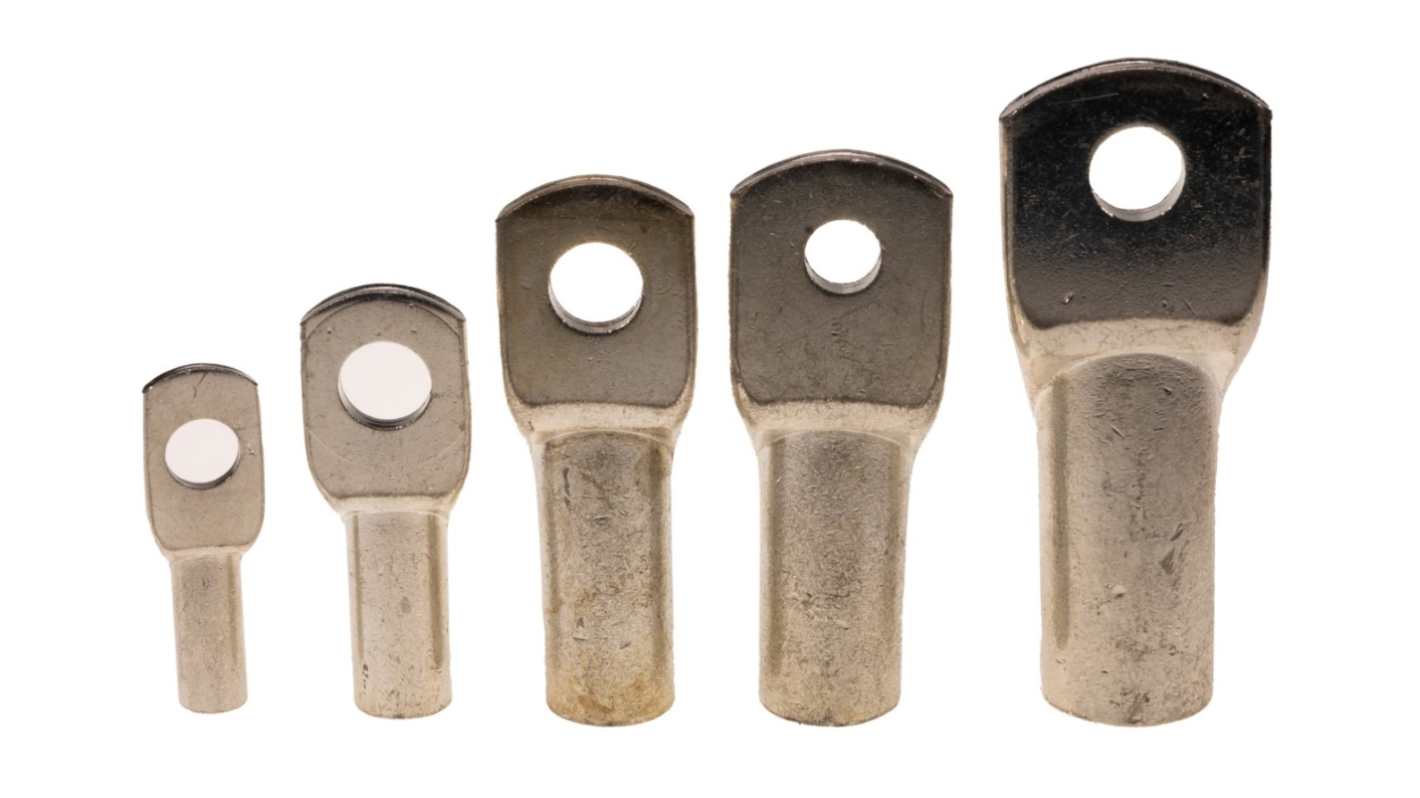 RS PRO Uninsulated Tubular Ring Terminal, 11mm Stud Size to 50mm² Wire Size, Silver
