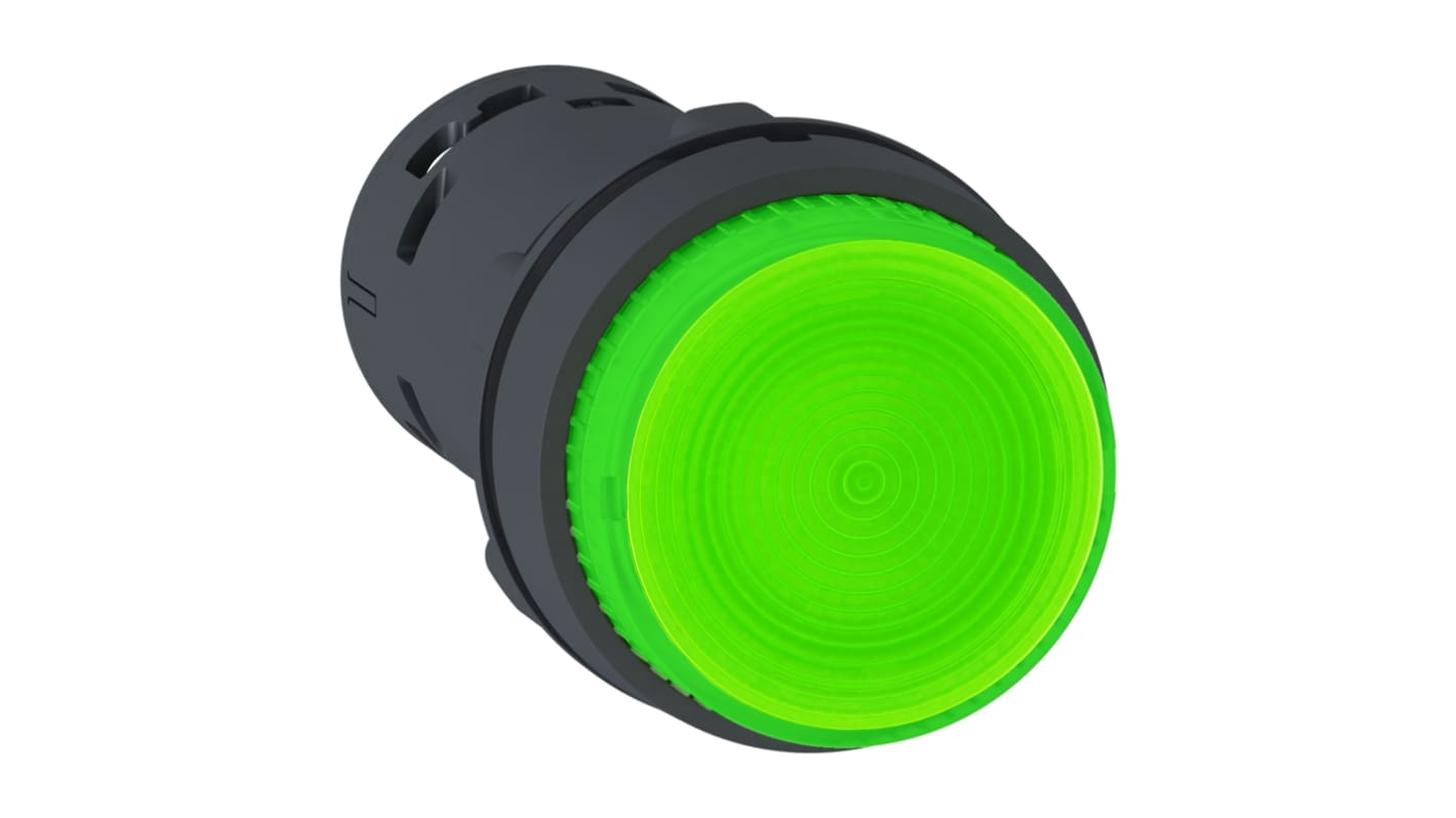 Schneider Electric XB7 Series Illuminated Push Button, Push-On, Through Hole, 22mm Cutout, 1NO, Green LED, 230V, IP20,