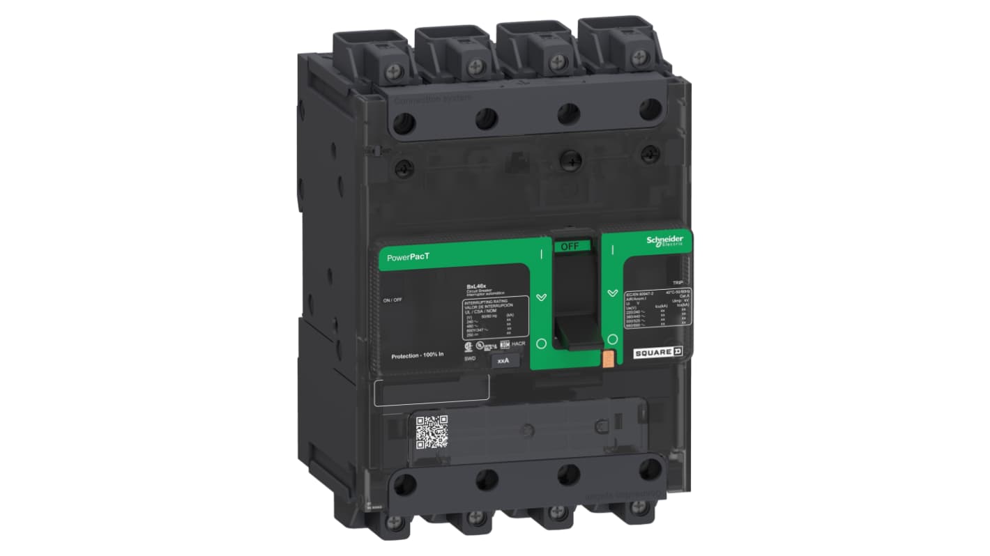 Schneider Electric, PowerPact Circuit breaker 4P 25A, Breaking Capacity 100 kA, Clip-On