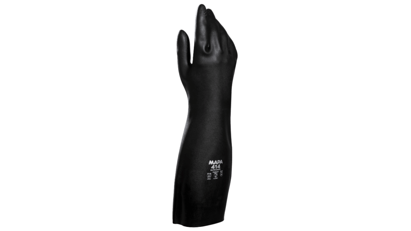 Mapa UltraNeo 414 Black Polychloroprene Chemical Resistant Work Gloves, Size 10