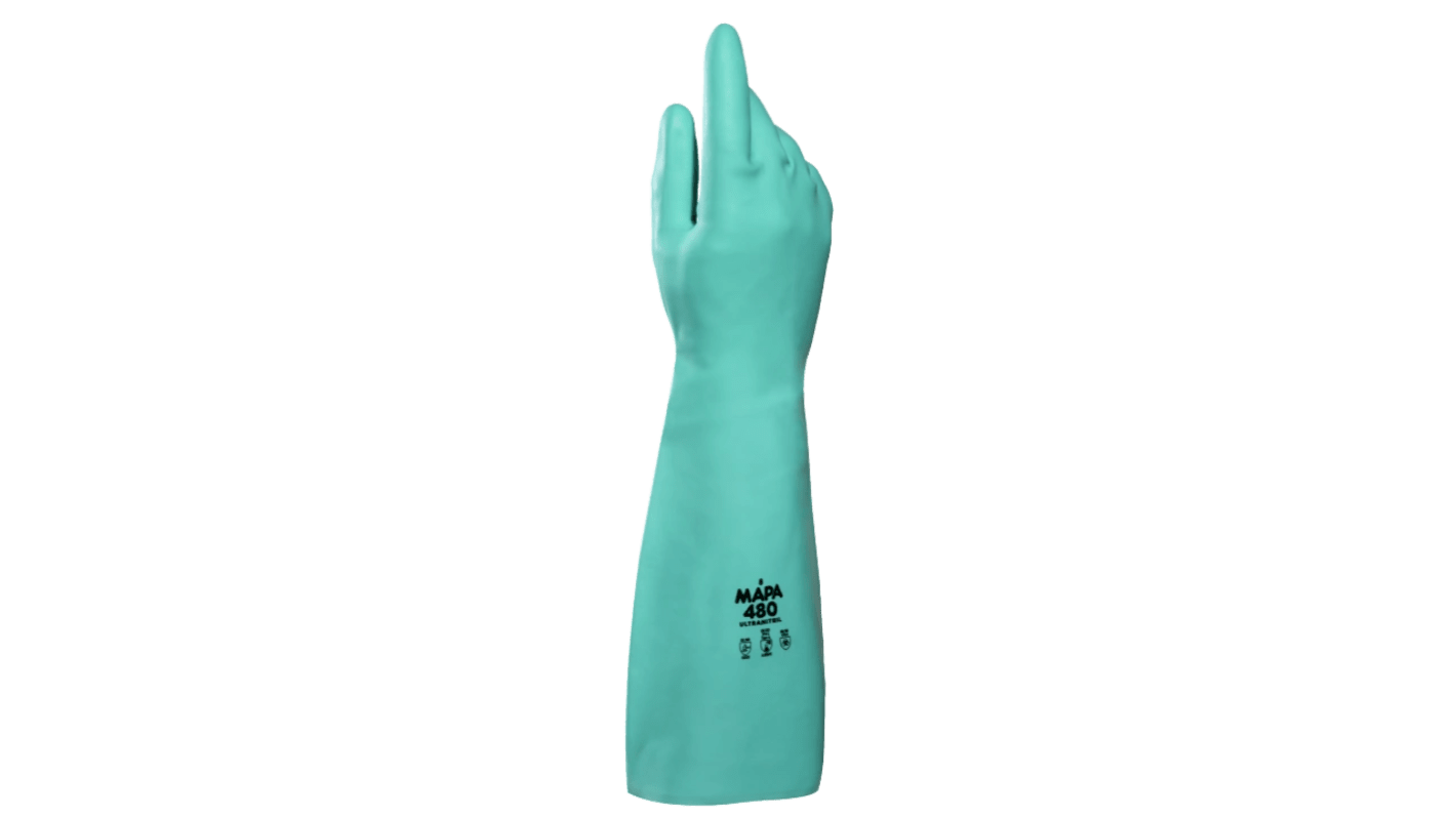 Mapa Ultranitril 480 Green Nitrile Chemical Resistant Gloves, Size 10