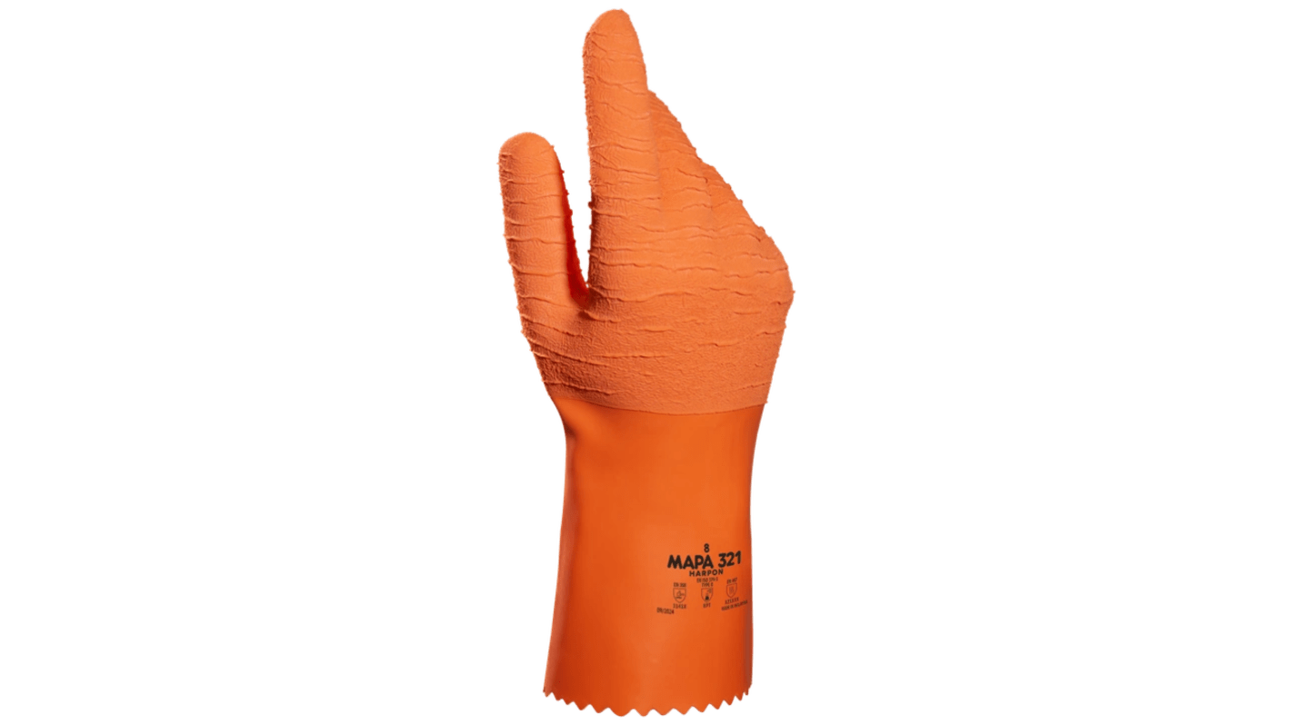 Mapa Harpon 321 Orange Natural Latex Abrasion Resistant, Cut Resistant, General Purpose, Puncture Resistant, Tear