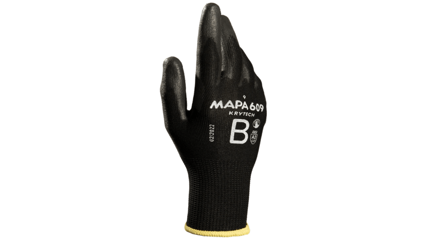 Mapa KryTech 609 Black Polyurethane Abrasion Resistant, Cut Resistant, General Purpose, Puncture Resistant, Tear