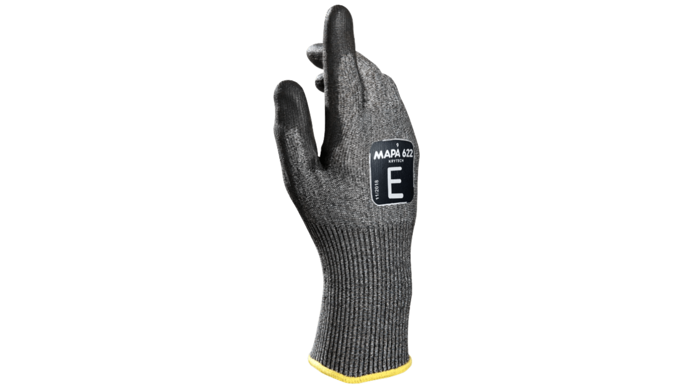 Mapa KryTech 622 Black, Grey Polyurethane Abrasion Resistant, Cut Resistant, General Purpose, Puncture Resistant, Tear