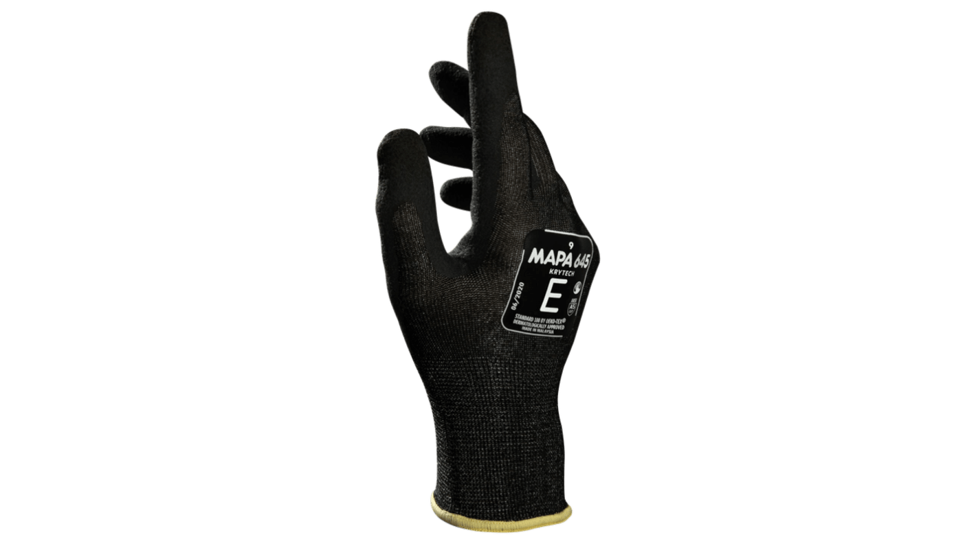 Mapa KryTech 645 Black, Grey Nitrile Foam Abrasion Resistant, Cut Resistant, General Purpose, Puncture Resistant, Tear