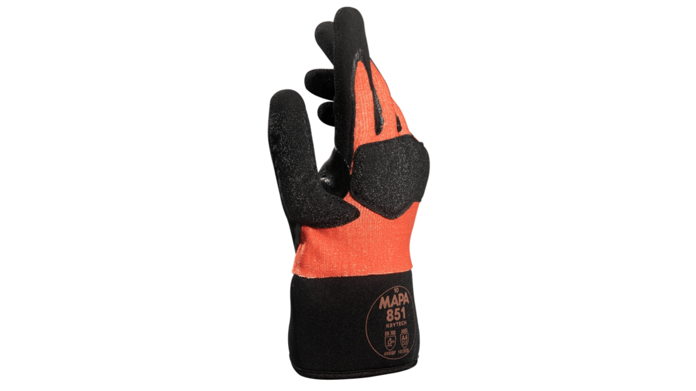 Mapa KryTech 851 Black, Orange Nitrile Abrasion Resistant, Cut Resistant, General Purpose, Puncture Resistant, Tear