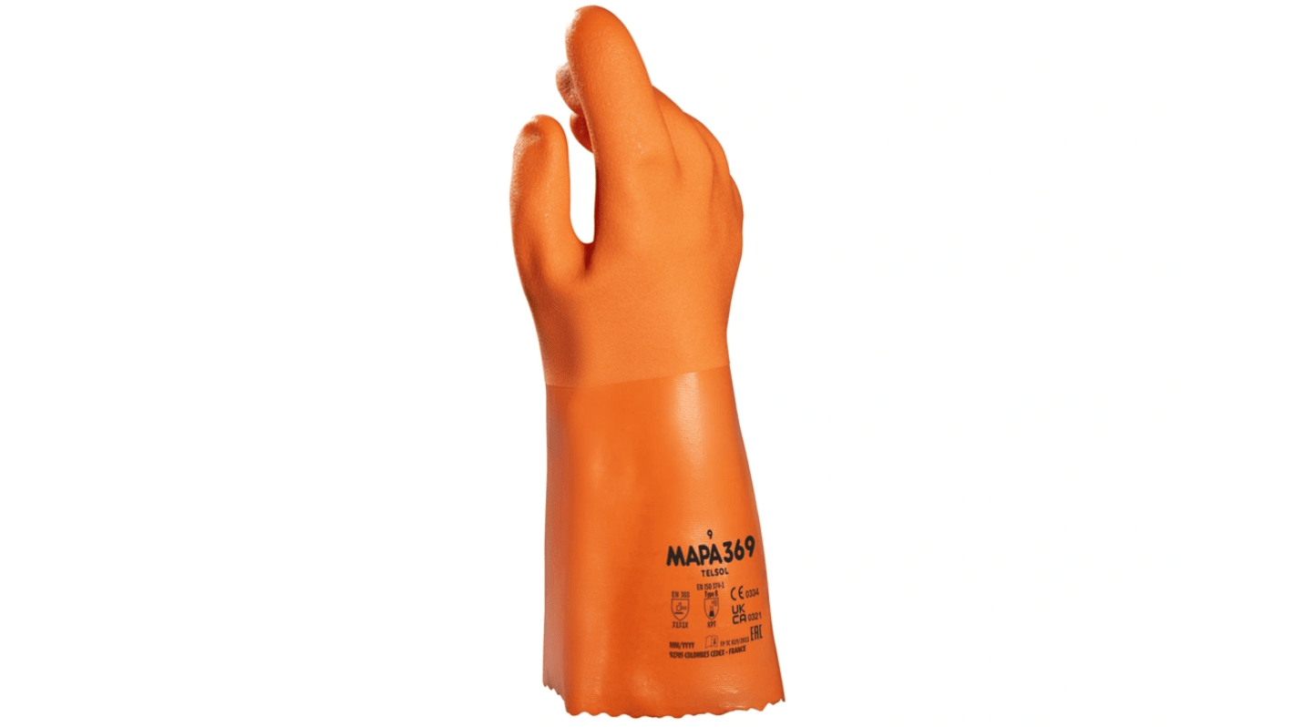 Mapa TELSOL 369 Black, Orange Nitrile Abrasion Resistant, Cut Resistant, General Purpose, Puncture Resistant, Tear