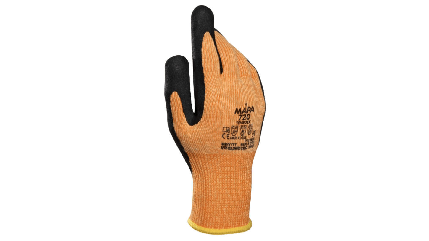Mapa TempDex 720 Black, Orange Nitrile Abrasion Resistant, Cut Resistant, General Purpose, Puncture Resistant, Tear
