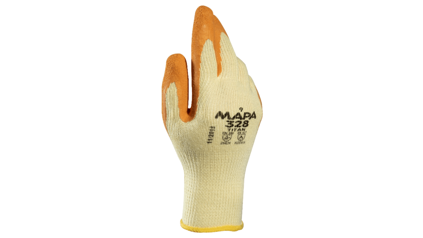 Mapa Titan 328 Orange, Yellow Natural Latex Abrasion Resistant, Cut Resistant, General Purpose, Puncture Resistant,