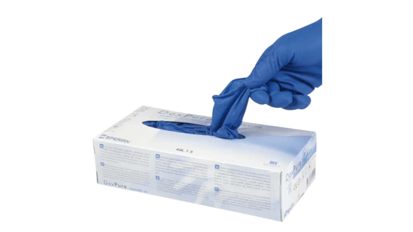 Honeywell Safety DexPure 801-30 Blue Powder-Free Natural Latex Disposable Gloves, Size 9, 50Gloves per Pack