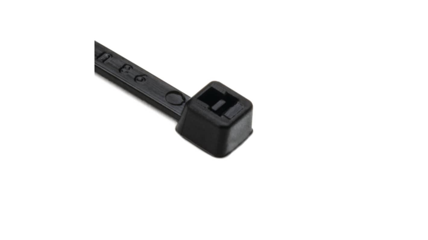 HellermannTyton Cable Tie, 100mm x 2.5 mm, Black Nylon, Pk-100