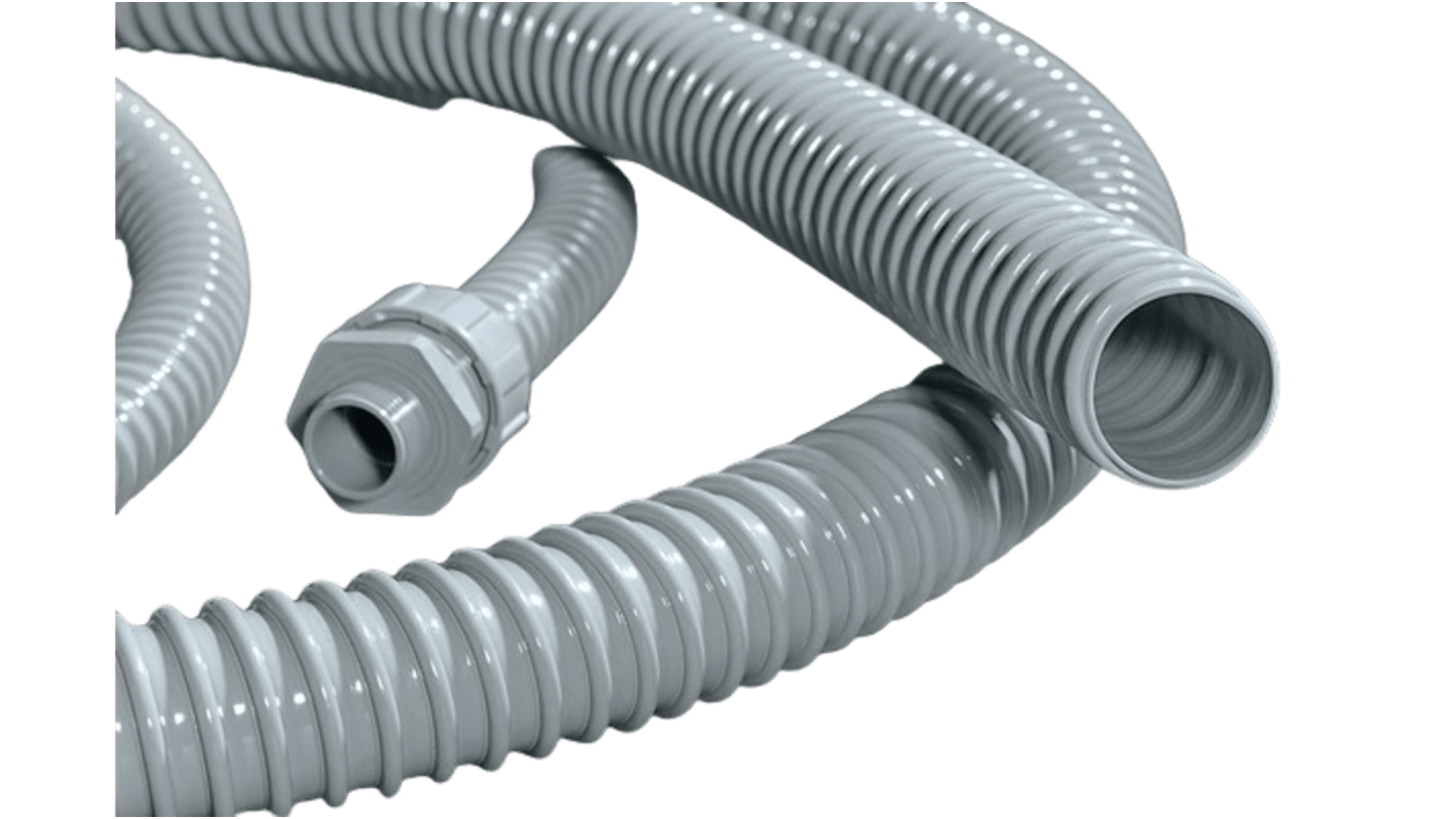 HellermannTyton Flexible Conduit, 40mm Nominal Diameter, Polyvinylchloride, Grey