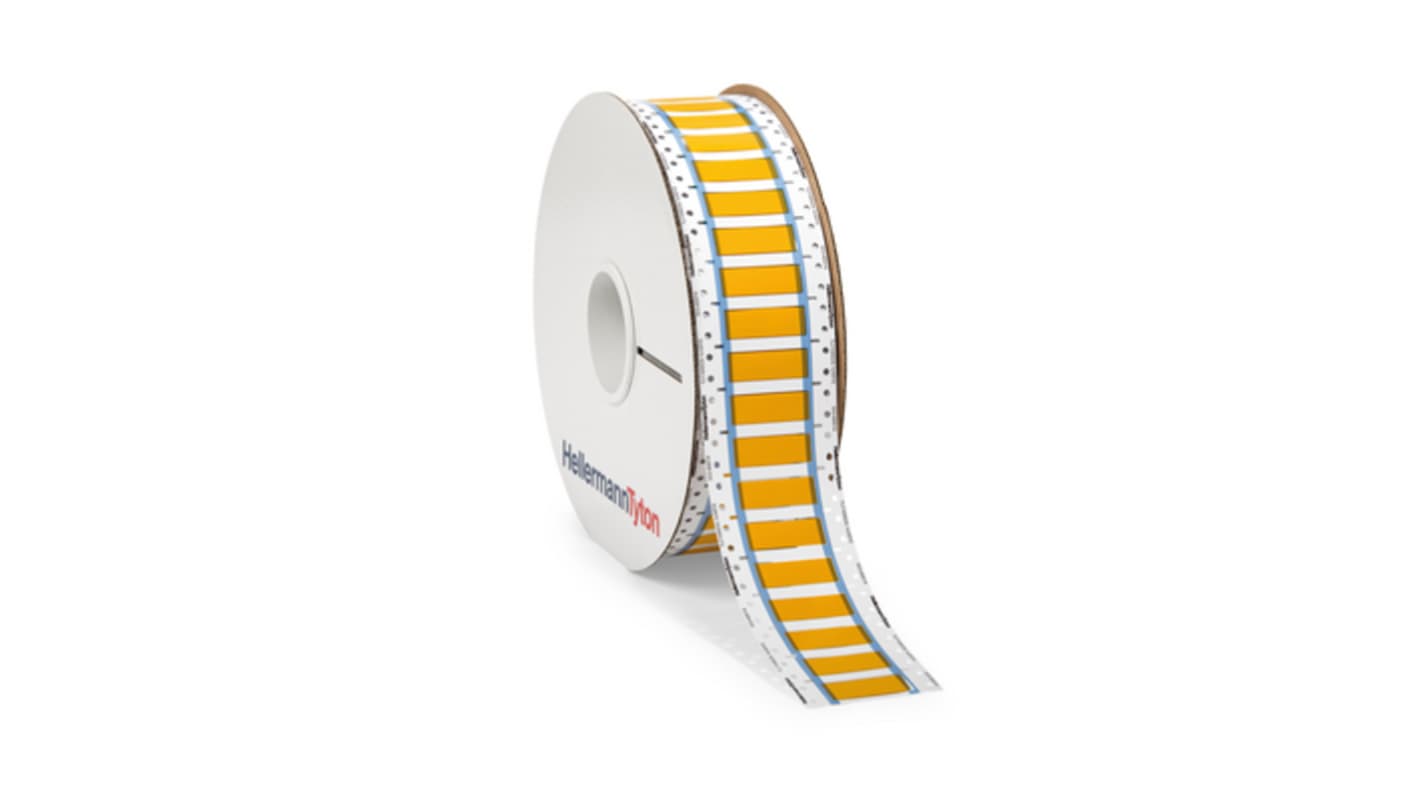 HellermannTyton TLFX DS Suspend Heat Shrink Cable Marker, Yellow, Pre-printed "Ladder Style", 3.2 → 6.4mm Cable,