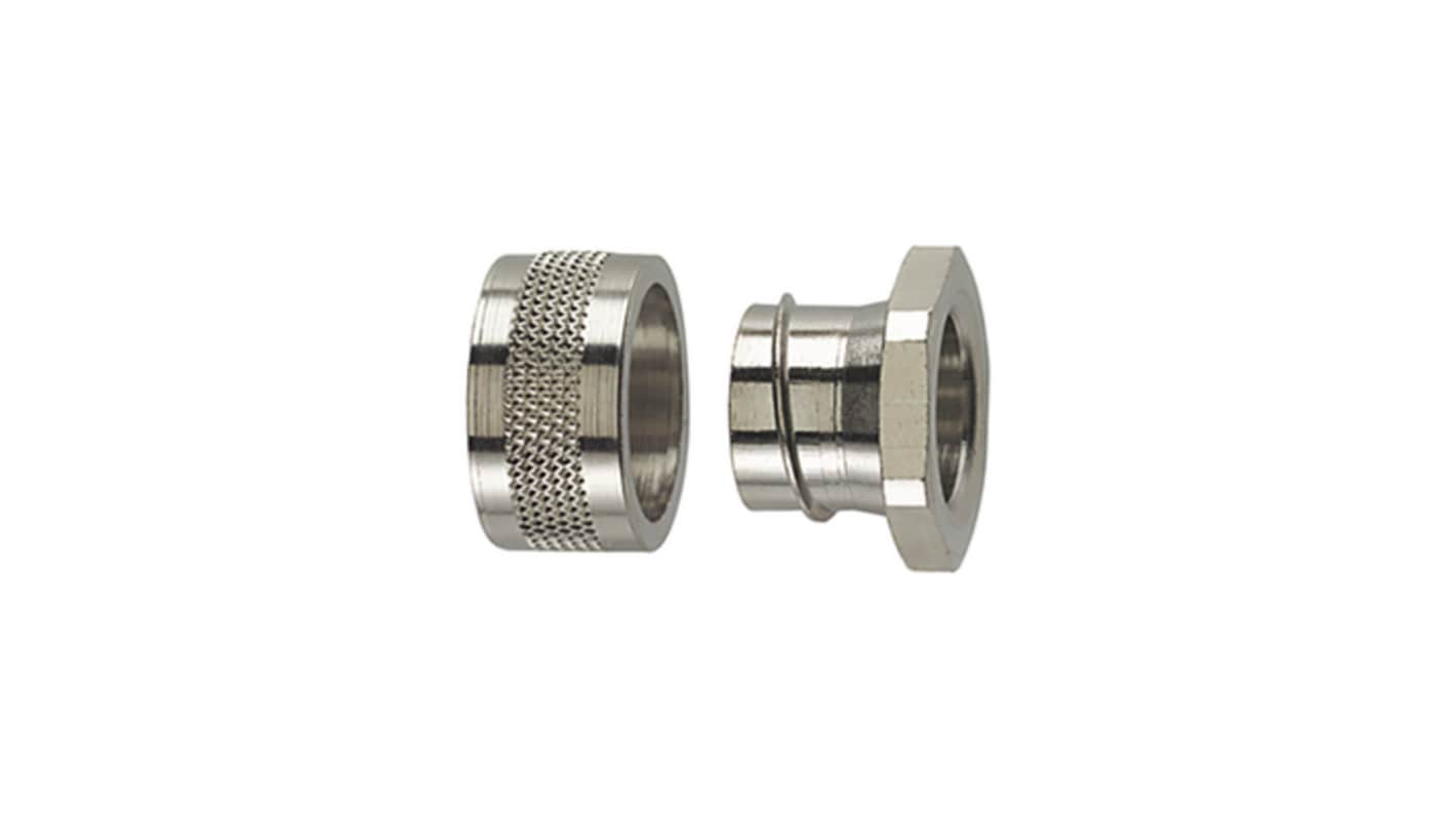HellermannTyton Connector, Conduit Fitting, 25mm Nominal Size, Nickel Plated Brass, Metal IP40 rating
