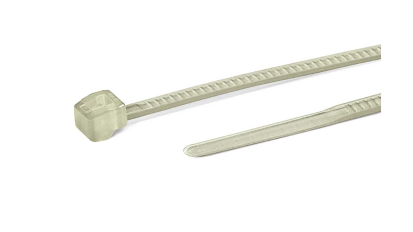 HellermannTyton Cable Tie, 100mm x 2.5 mm, White Nylon, Pk-100
