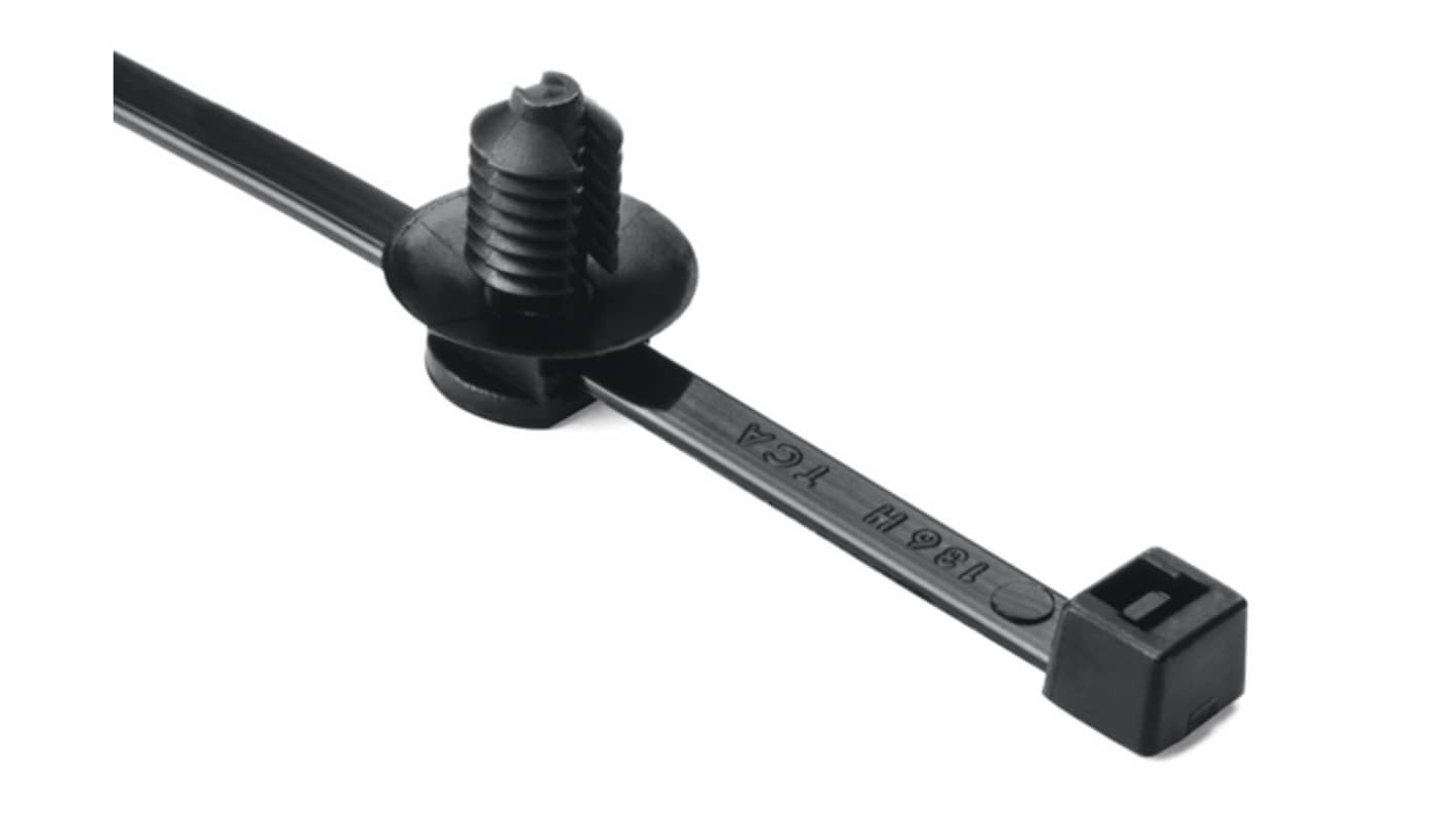 HellermannTyton Cable Tie, 202mm x 4.6 mm, Black Nylon, Pk-500