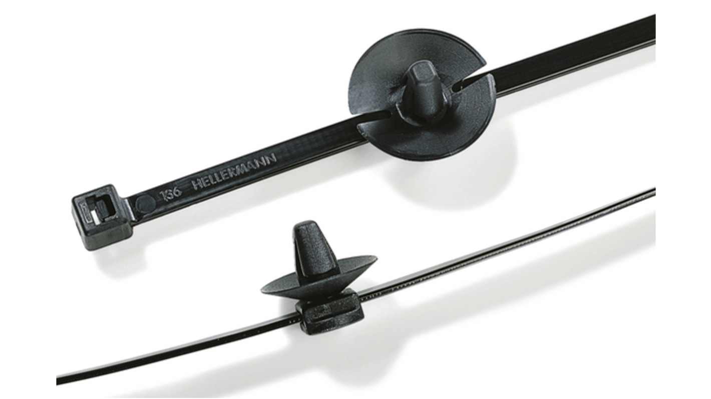 HellermannTyton Cable Tie, 150mm x 4.6 mm, Black Nylon, Pk-500