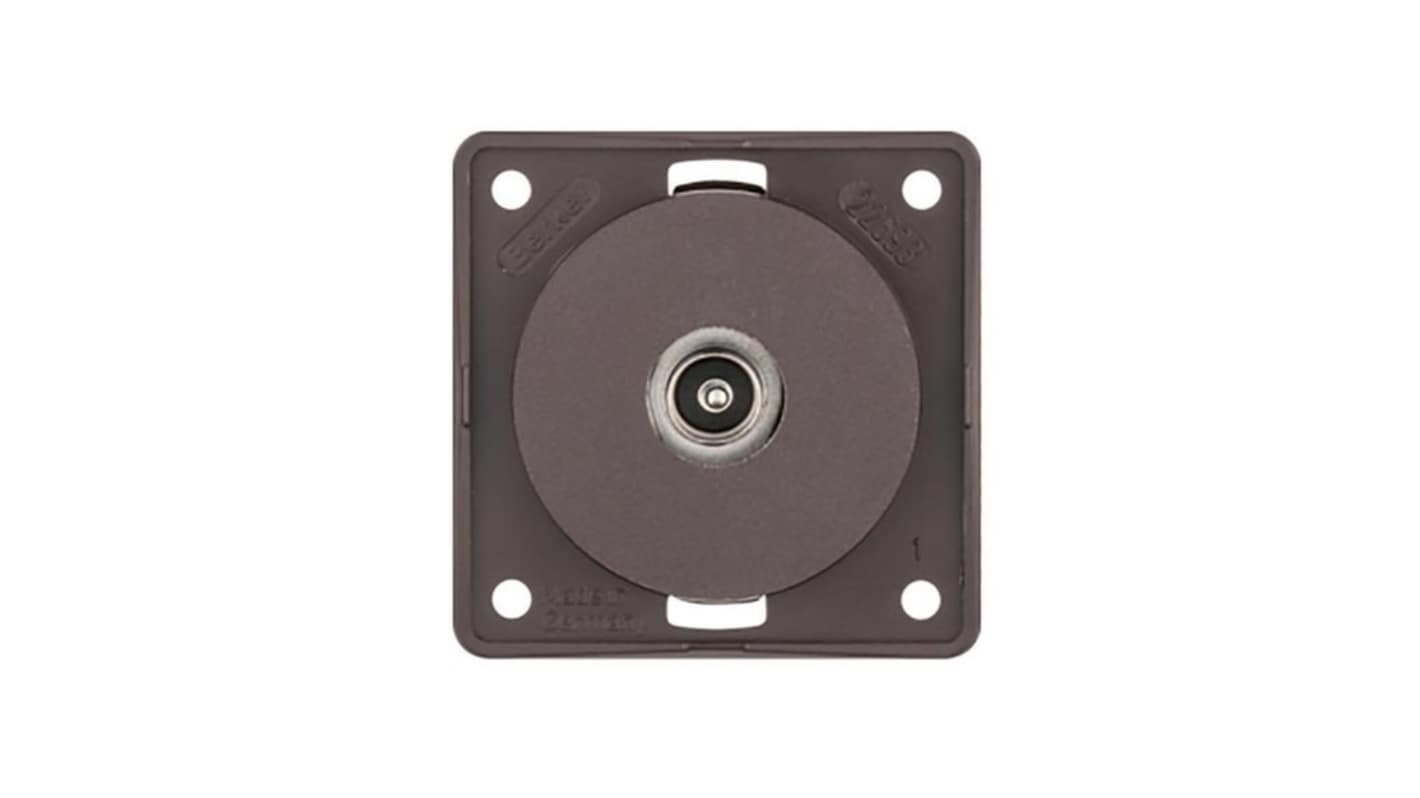Socket Brown Female 1 Outlet TV Aerial Connector, Flush Mount