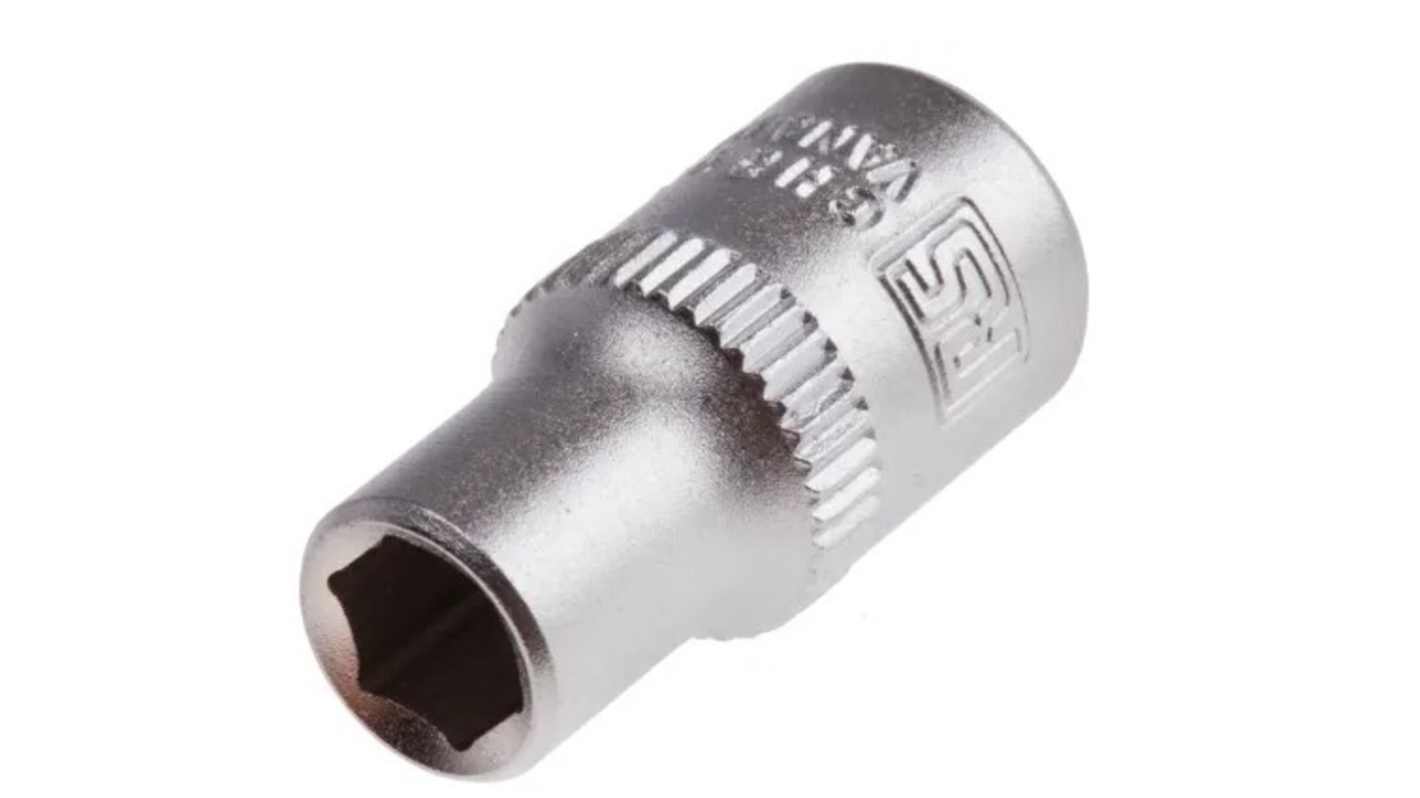 RS PRO 1/4 in Drive 1/4in Standard Socket, 6 point, 25mm Overall Length