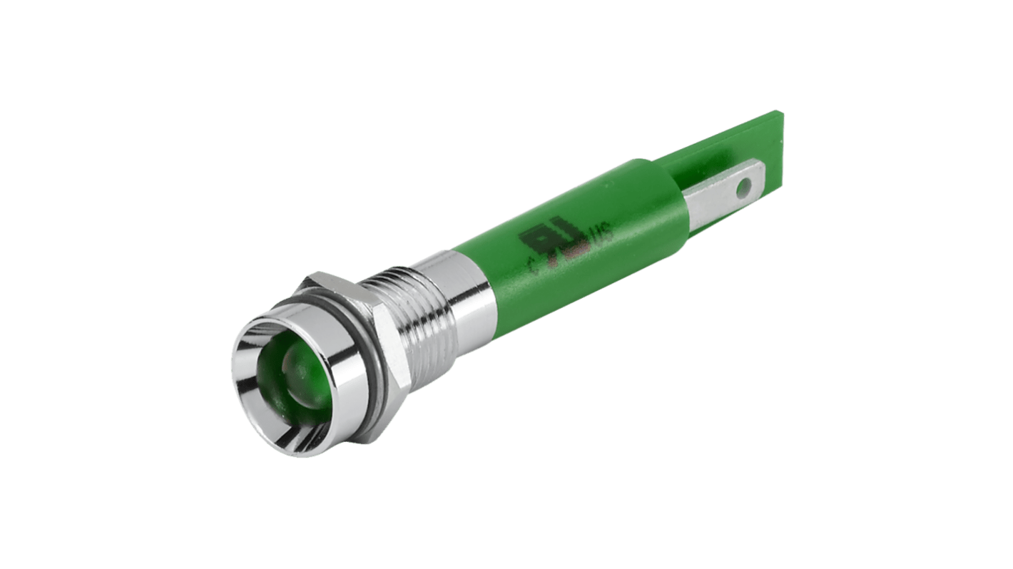 EAO 17-51 Series Green Panel Mount Indicator, 230, 8 Mounting Hole Size, Plug-In Termination, IP40, IP65