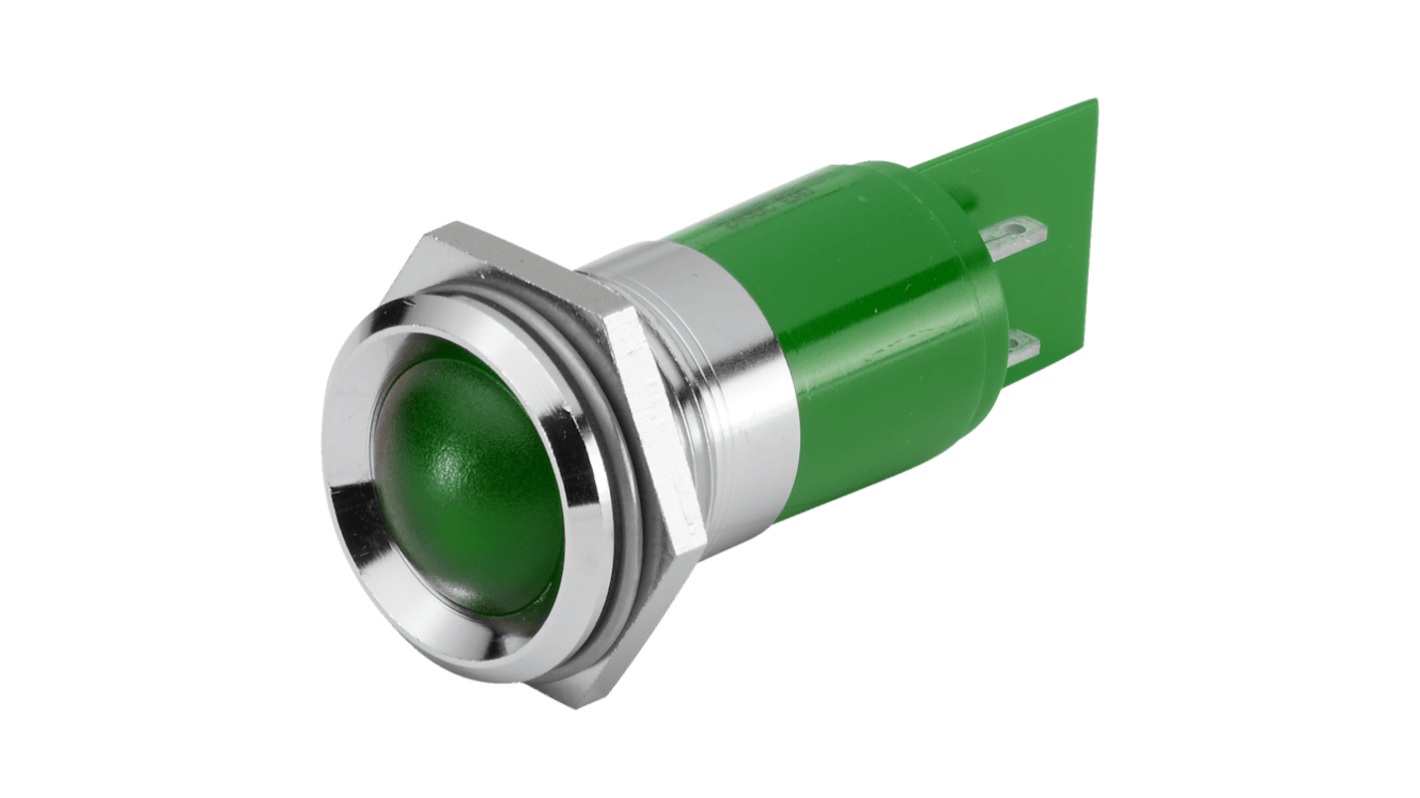 EAO 17-53 Series Green Panel Mount Indicator, 24, 22.3 Mounting Hole Size, Plug-In Termination, IP40, IP65