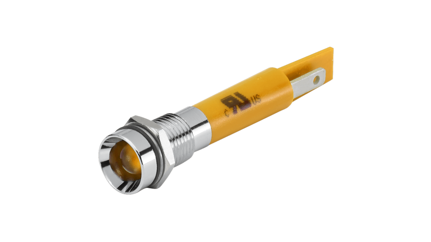 EAO 17-04 Series Yellow Panel Mount Indicator, 24, 8 Mounting Hole Size, Plug-In Termination, IP40, IP65
