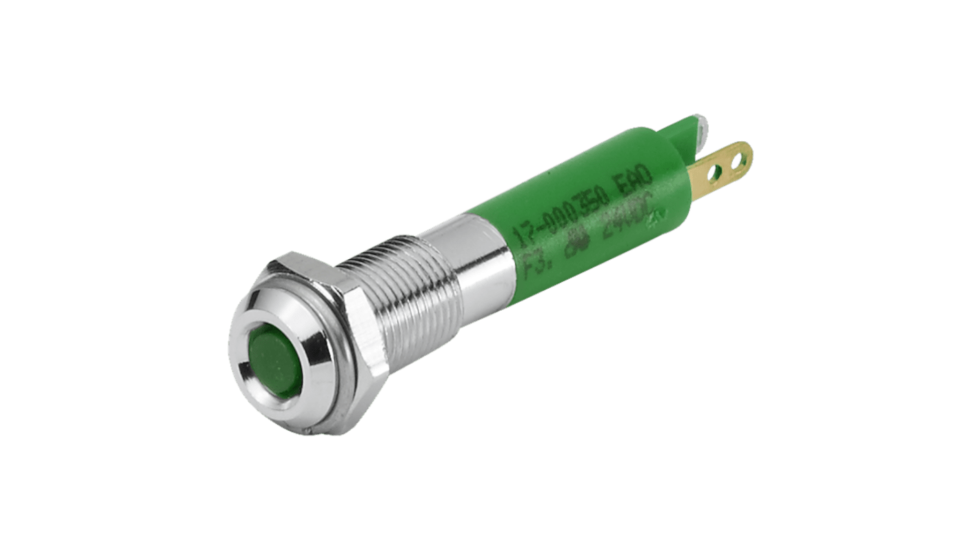 EAO 17-04 Series Green Panel Mount Indicator, 24, 8 Mounting Hole Size, Plug-In Termination, IP40, IP65