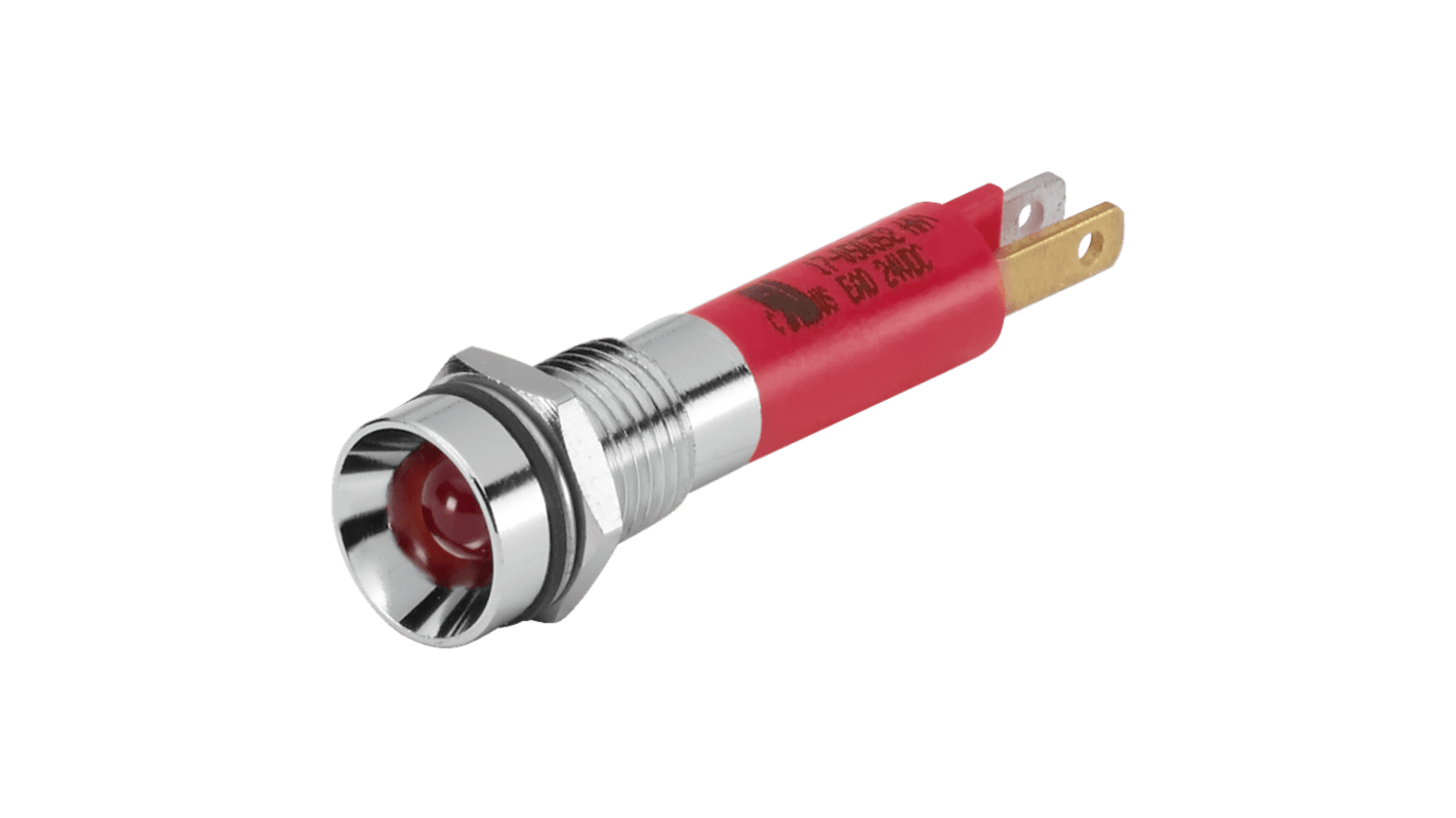 EAO 17-05 Series Red Panel Mount Indicator, 24, 8 Mounting Hole Size, Plug-In Termination, IP40, IP65