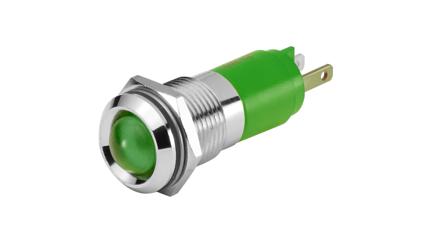 EAO 17-35 Series Green Panel Mount Indicator, 230, 14 Mounting Hole Size, Plug-In Termination, IP40, IP65