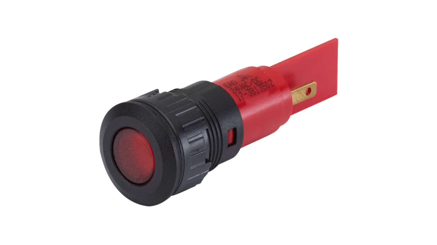 EAO 17-37 Series Red Panel Mount Indicator, 24, 16.2 Mounting Hole Size, Plug-In Termination, IP40, IP65