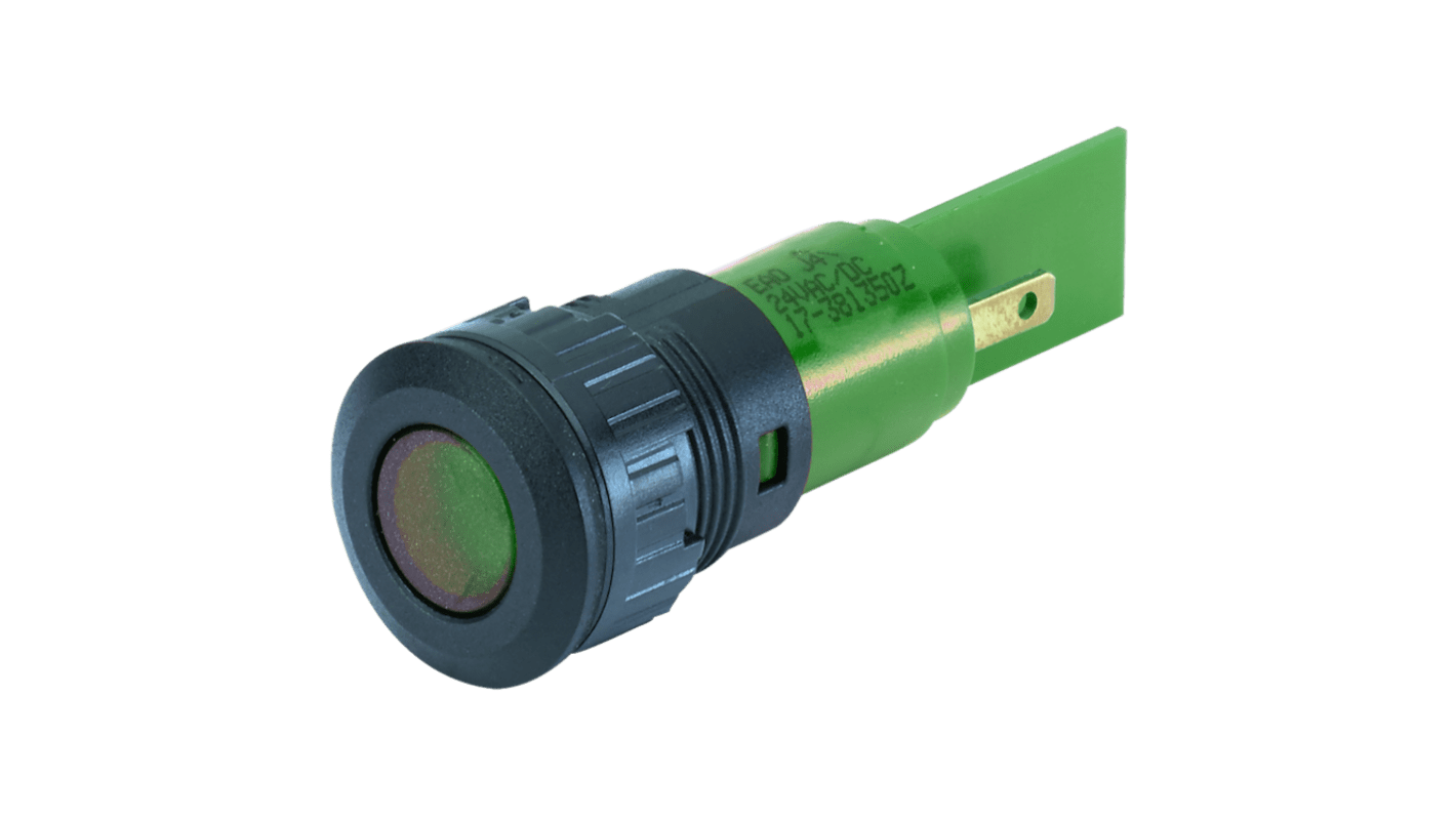 EAO 17-40 Series Green Panel Mount Indicator, 230, 16.2 Mounting Hole Size, Plug-In Termination, IP40, IP65