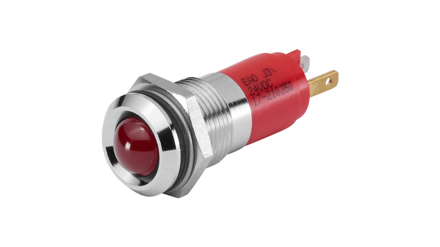 EAO 17-2A Series Red Panel Mount Indicator, 24, 14 Mounting Hole Size, Plug-In Termination, IP40, IP65