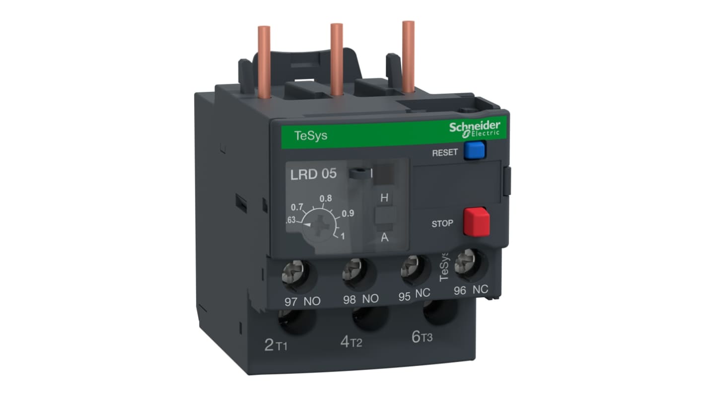 Schneider Electric TeSyS LR Thermal Overload Relay 1NO + 1NC, 1 A Contact Rating, 690 V ac, TeSys Deca