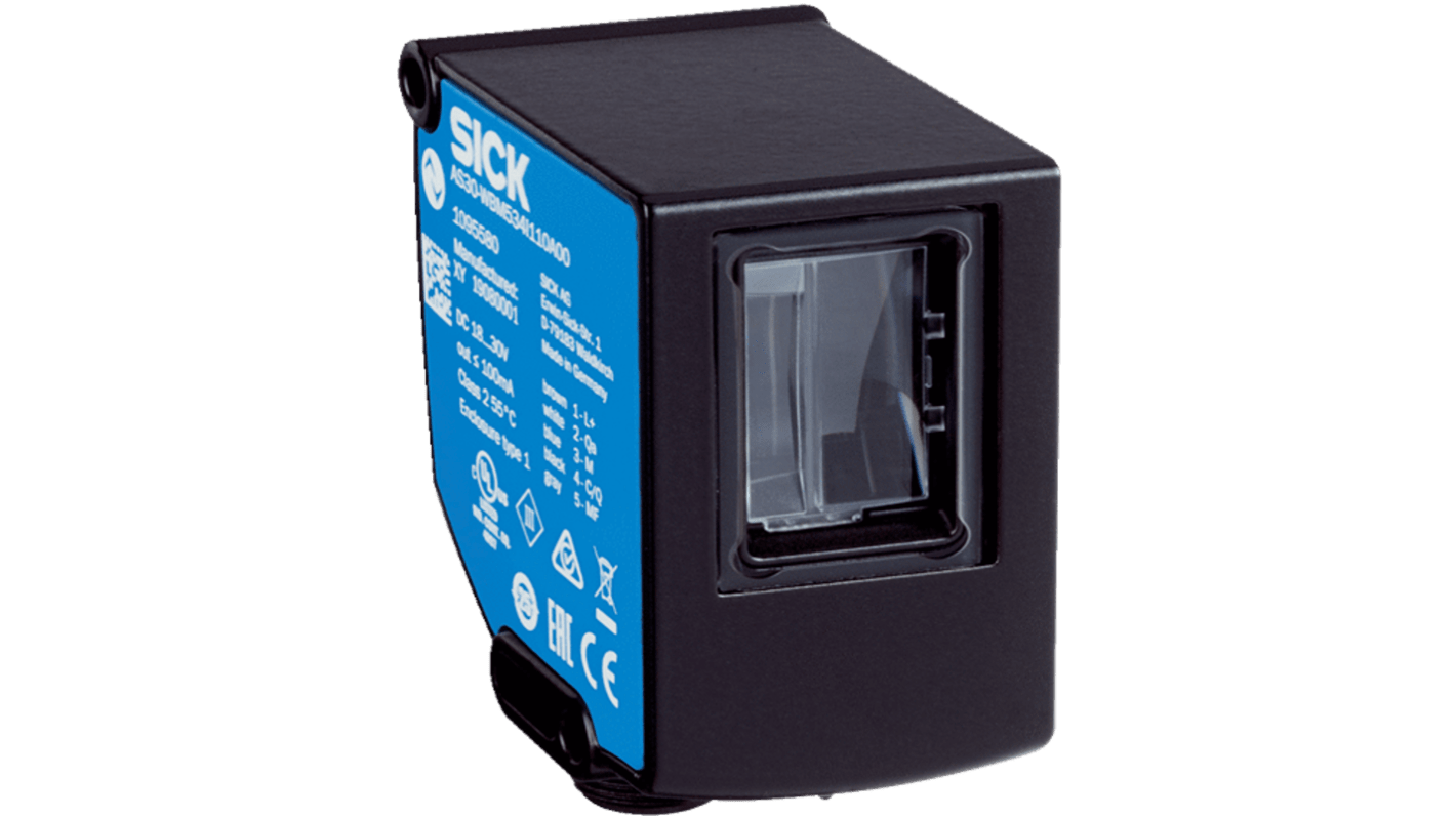 SICK Proximity System, Reflector Mode Photoelectric Sensor, Rectangular Sensor, 90 → 110 mm Detection Range